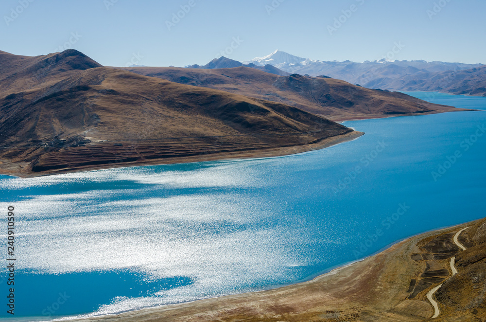 Panorama of Yamdrok Lake in Tibet Panorama of Yamdrok Lake in Tibet