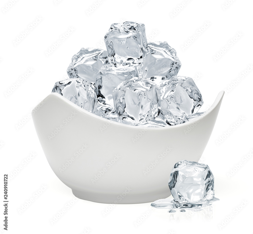 Crushed ice in bowl isolated on white background Crushed ice in bowl isolated on white background