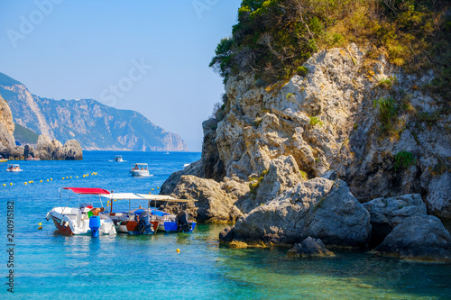 Beautiful island of Corfu, Paleokastritsa bay with charming and wonderful panoramic views  ( Kerkyra) photo