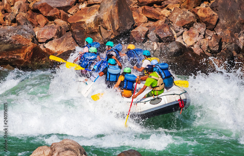White water rafting in river ganges rishikesh India 