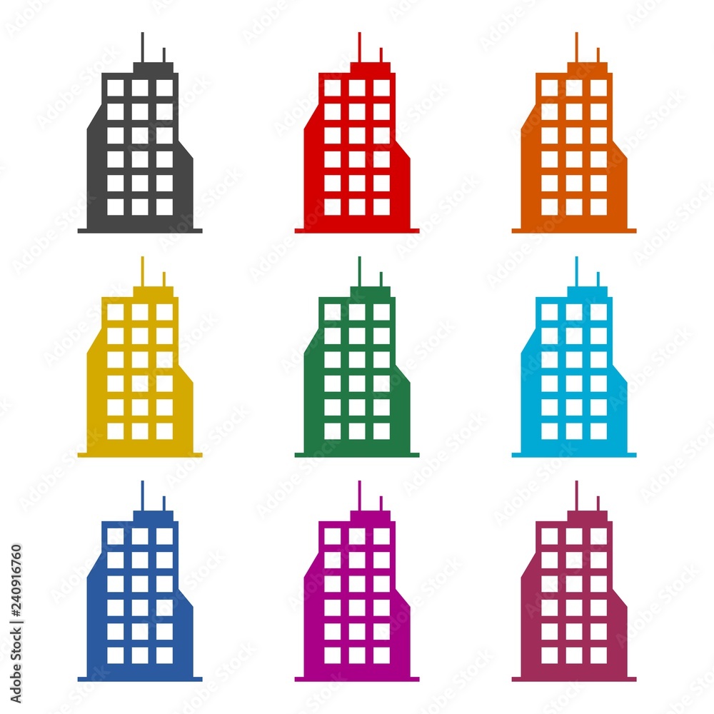 Building icon, Building logo, color set