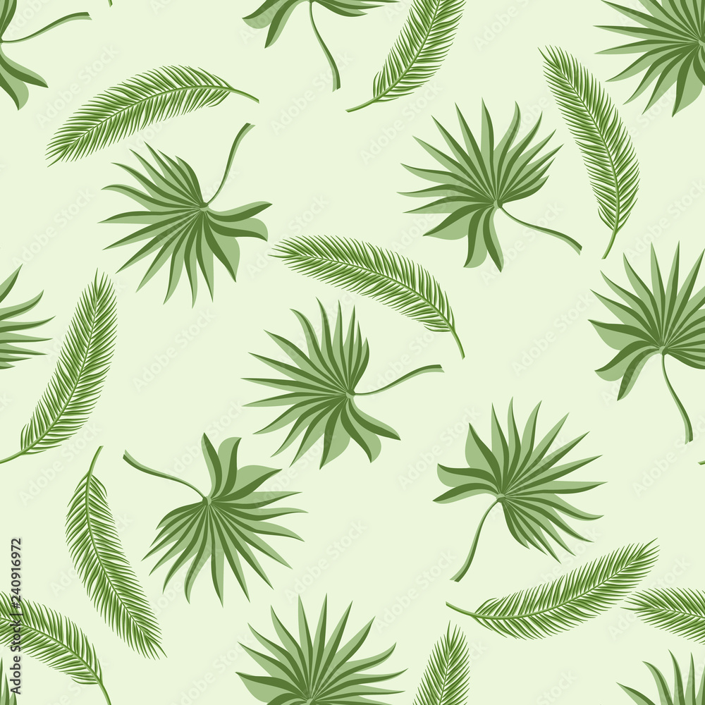 seamless pattern with two kinds of palm branches