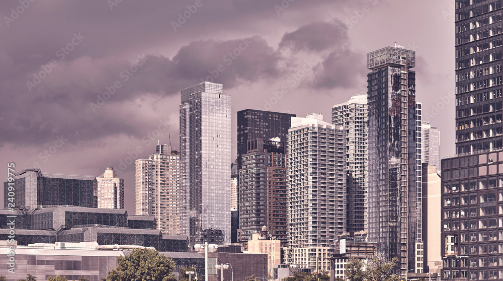 Obraz premium Modern architecture in downtown New York, color toning applied, USA.