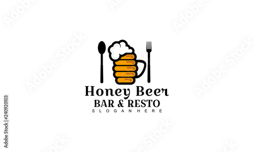 honey beer logo design template,honey beer restaurant logo-vector