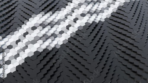 Black Hexagonal Array with Tripple White Lines Center Animation Loop