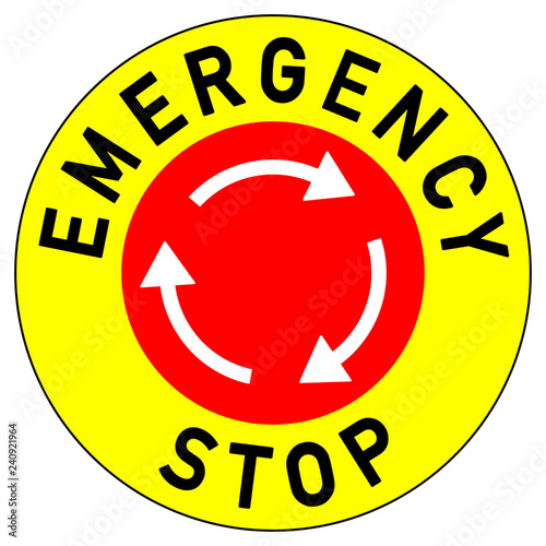 Obraz na plátně ssne49 SafetySignNewEscalator ssne - sry1 SignRoundYellow sry - german - Not-Aus