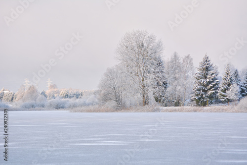 Zimowy krajobraz. Warmia, Polska