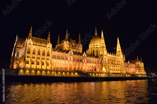 night view of parliament, budapest, hungary