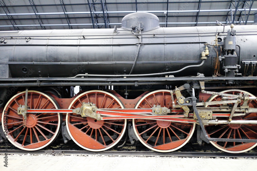 Old steam locomotives stopped at the train station Old steam locomotives stopped at the train station