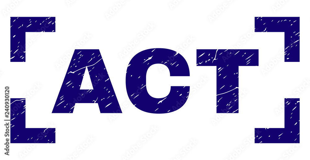 ACT label seal print with distress texture. Text label is placed inside corners. Blue vector rubber print of ACT with grunge texture. ACT label seal print with distress texture. Text label is placed inside corners. Blue vector rubber print of ACT with grunge texture.