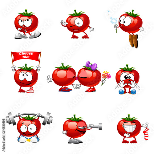 cute set of tomato smiles icons