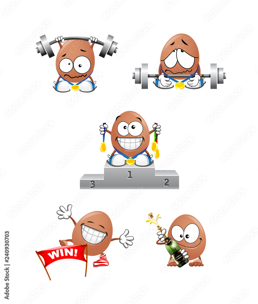 Set of vector funny cute champion egg