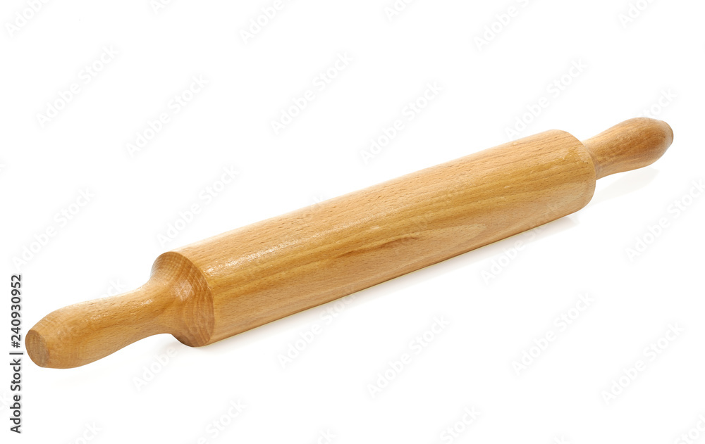 Wooden rolling pin with clipping path isolated on white background Wooden rolling pin with clipping path isolated on white background
