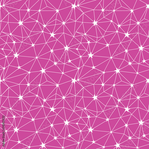 Pink white stars network vector seamless pattern. Great for space and holiday...