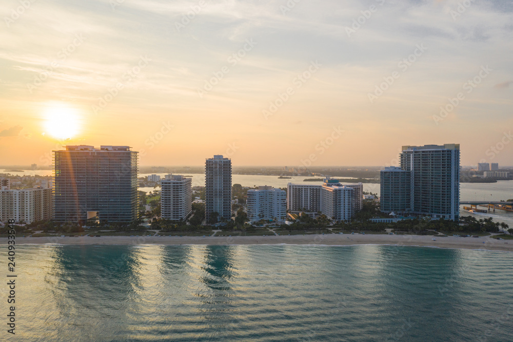 Sunset over Miami Florida Bal Harbour oceanside