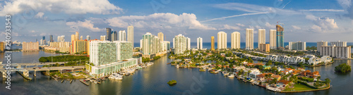 Aerial panorama Sunny Isles Beach residential islands © Felix Mizioznikov