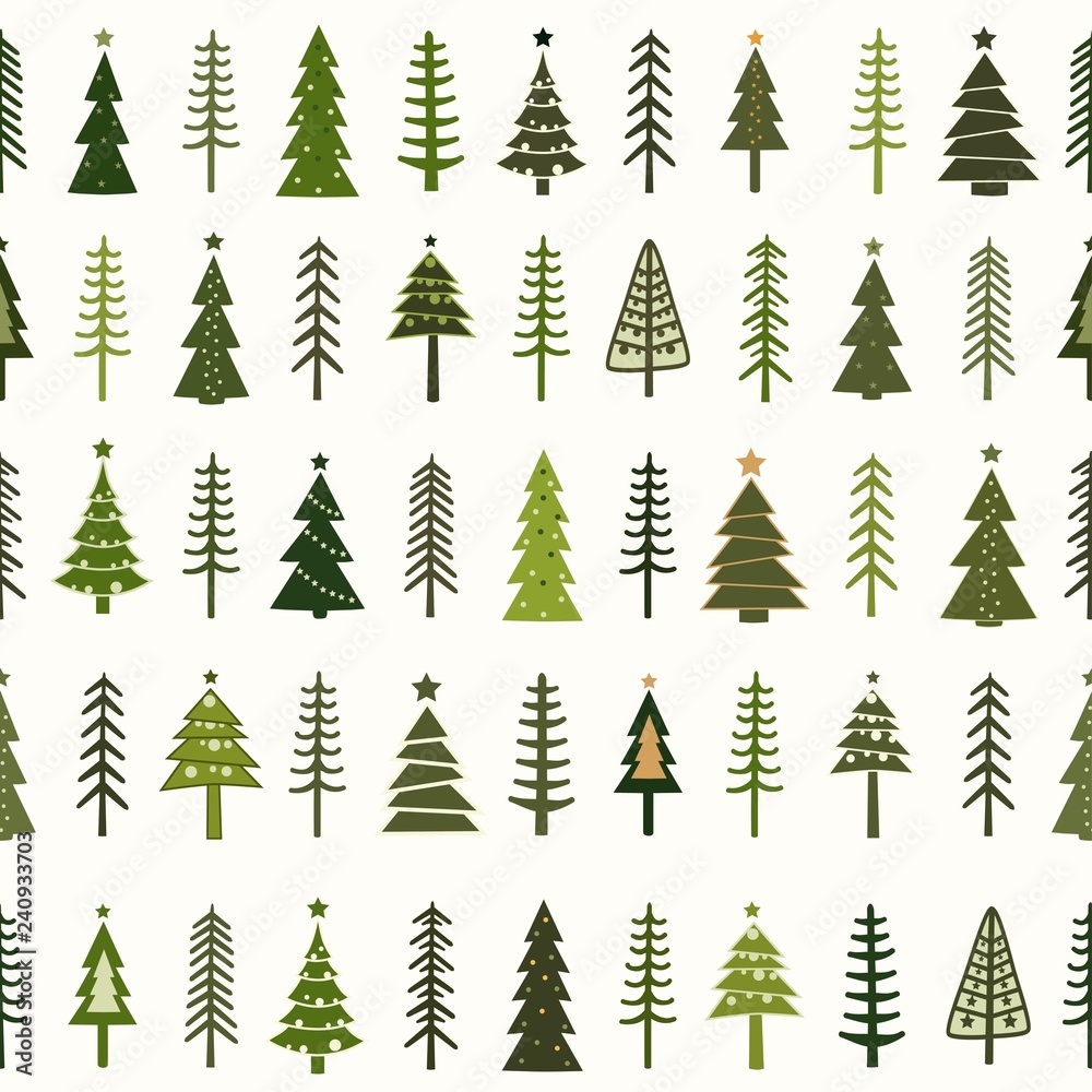 Seamless pattern with stylized Christmas trees
