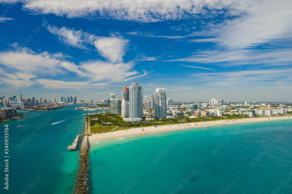 Drone aerial Miami Beach Florida