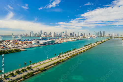 Port Miami and Macarthur Causeway Florida scenics