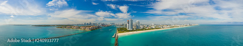 Premium wide angle panorama Miami Beach Florida landscape aerial photo