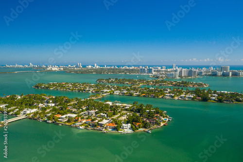 Aerial Venetian Islands Miami Beach Biscayne Bay vibrant colors photo