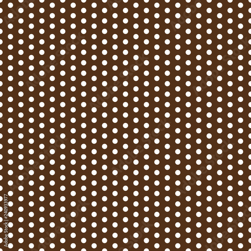 Polka Dots Seamless Pattern - Large white polka dots on brown background