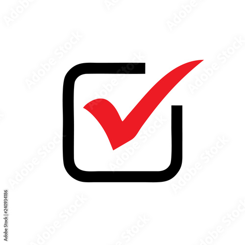 red check mark in box sign