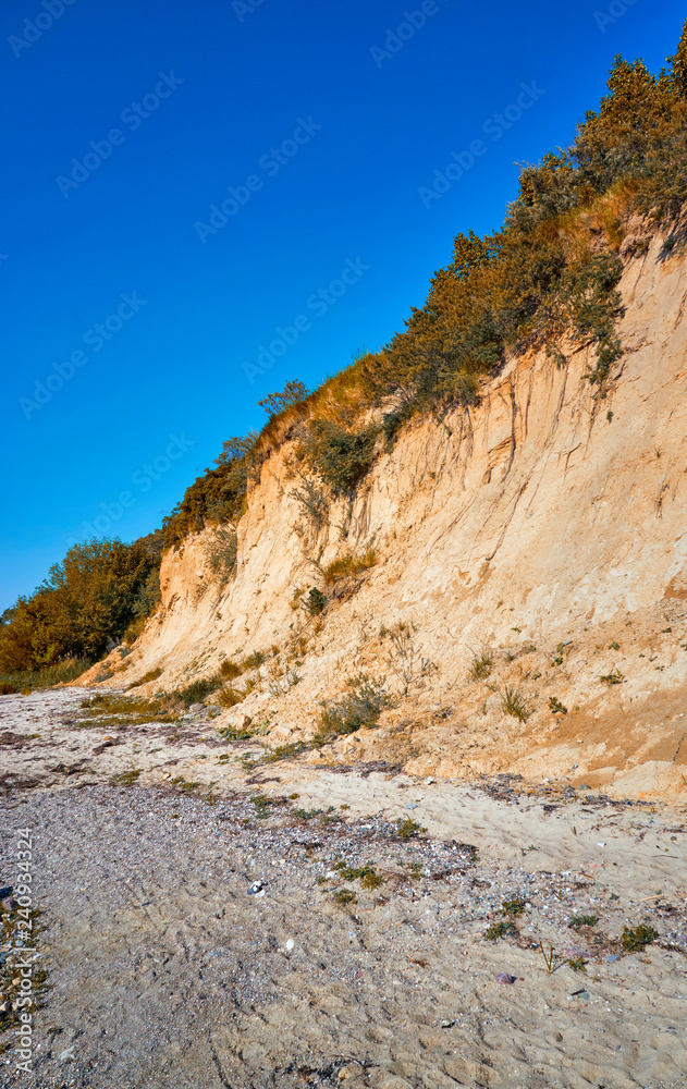 Baltic Sea steep coast of sand in Hohenkirchen. Baltic Sea steep coast of sand in Hohenkirchen.
