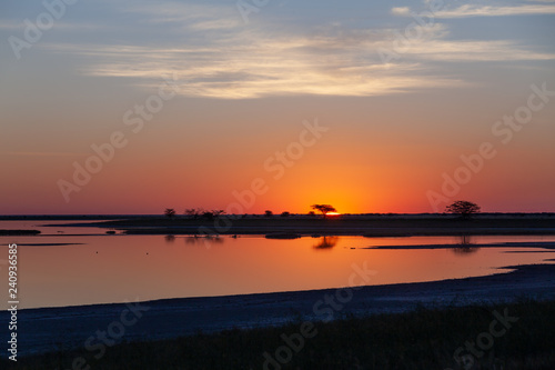 sunset on lake