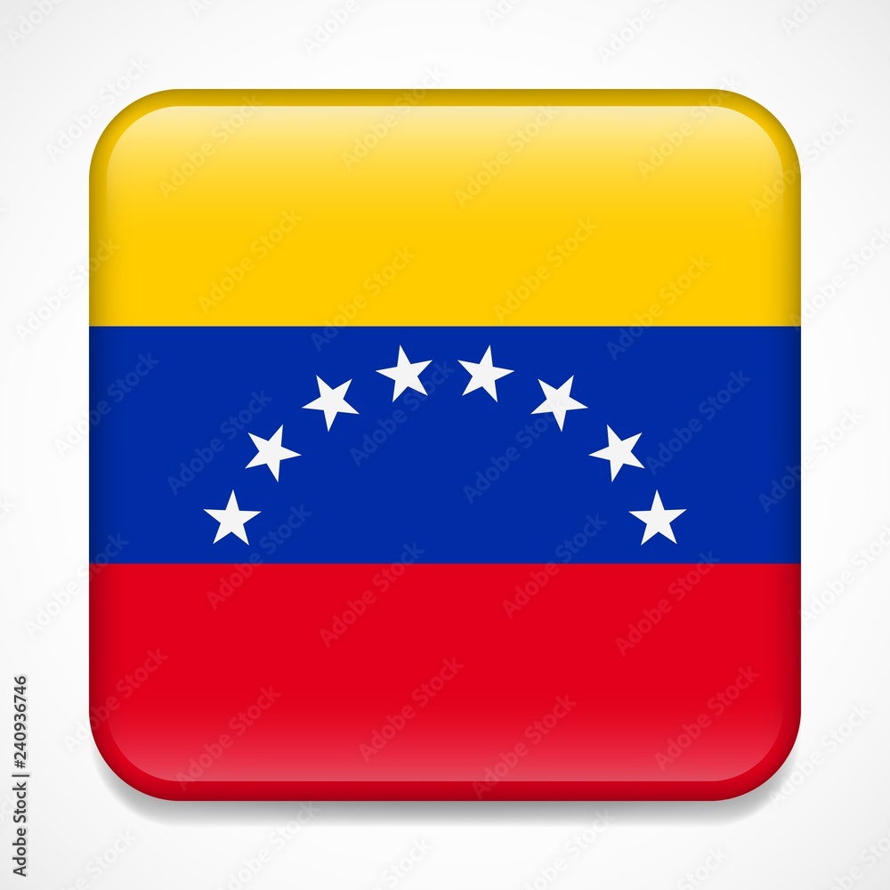 Flag of Venezuela. Square glossy badge Flag of Venezuela. Square glossy badge