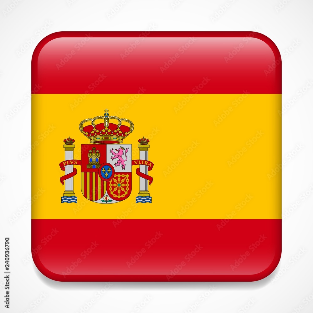 Obraz premium Flag of Spain. Square glossy badge