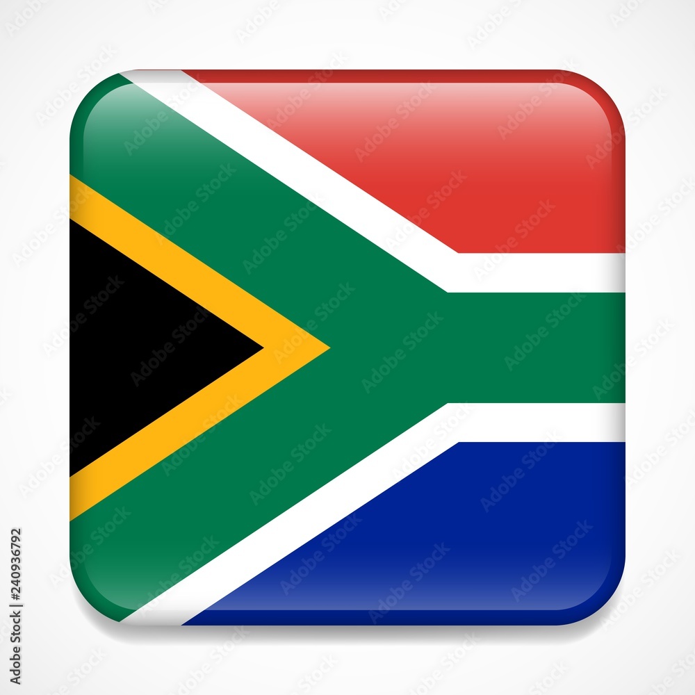 Flag of South Africa. Square glossy badge Flag of South Africa. Square glossy badge