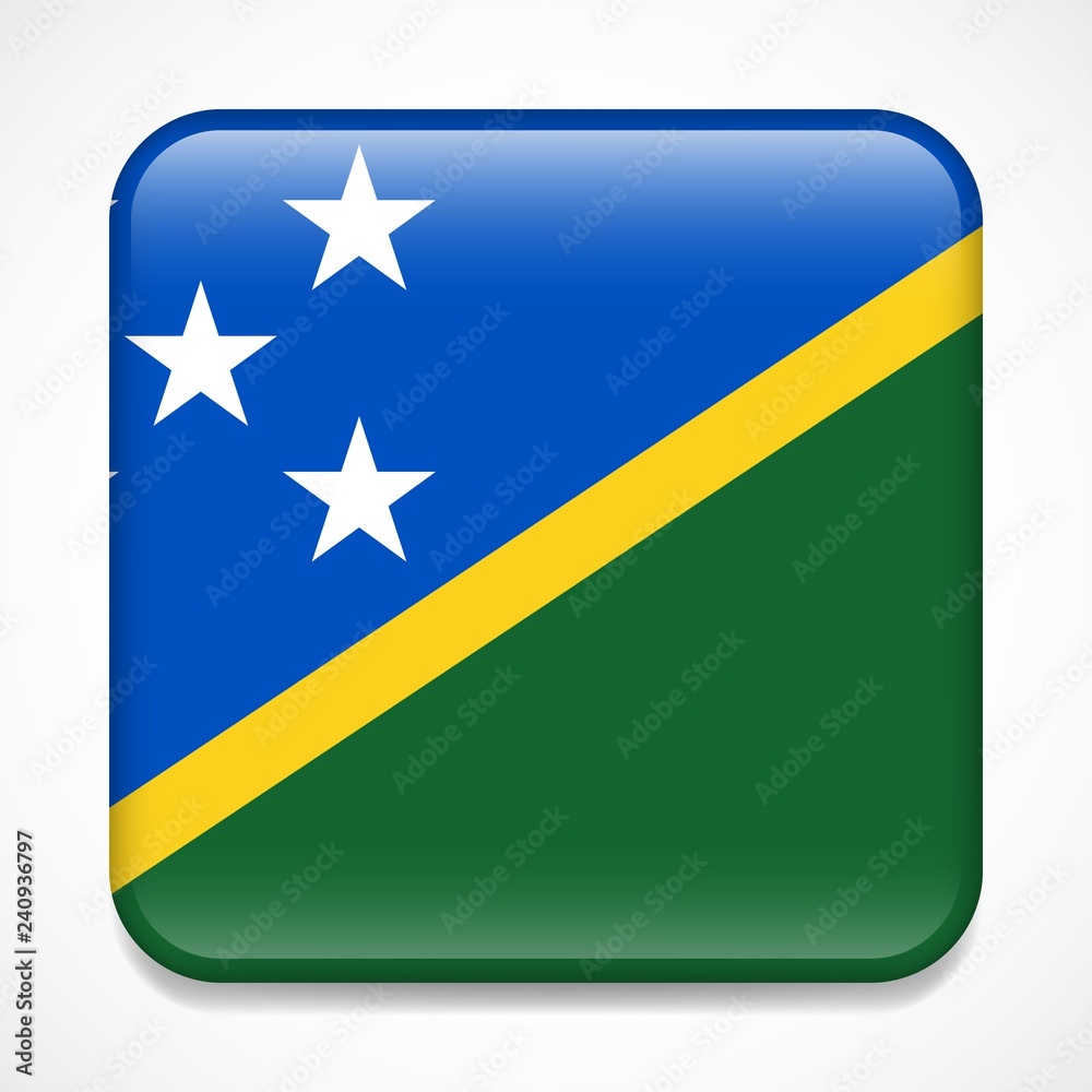 Flag of Solomon Islands. Square glossy badge