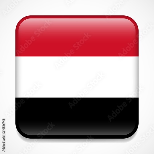 Free Download Flag of Yemen. Square glossy badge - GFXLoad