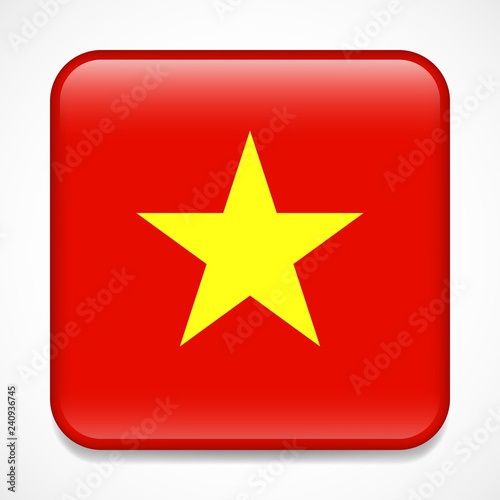 Flag of Vietnam. Square glossy badge