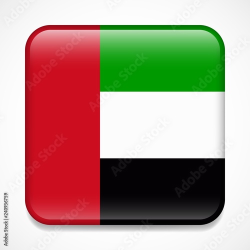 Free Download Flag of the United Arab Emirates. Square glossy UAE badge - GFXLoad