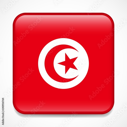 Free Download Flag of Tunisia. Square glossy badge - GFXLoad