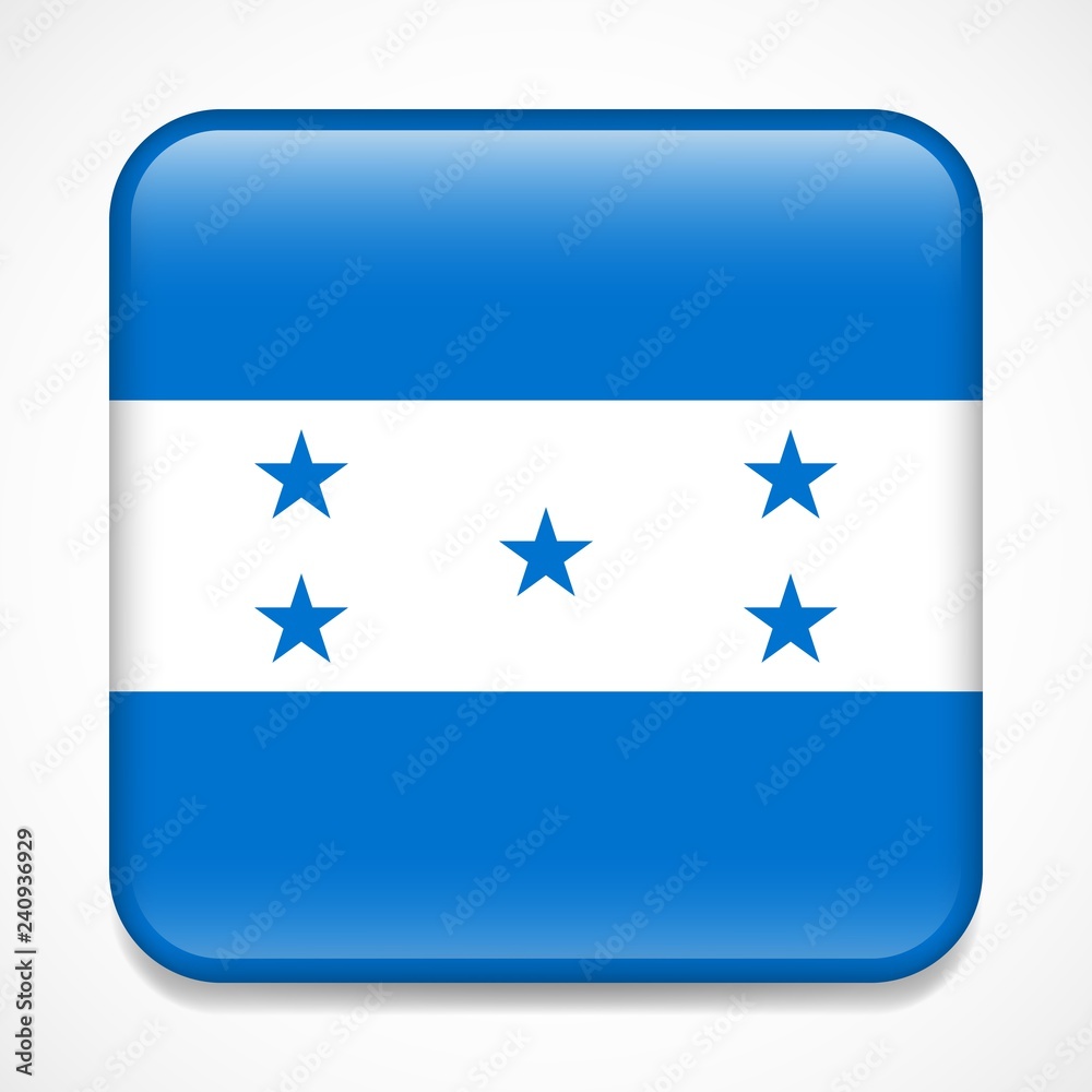 Flag of Honduras. Square glossy badge Flag of Honduras. Square glossy badge