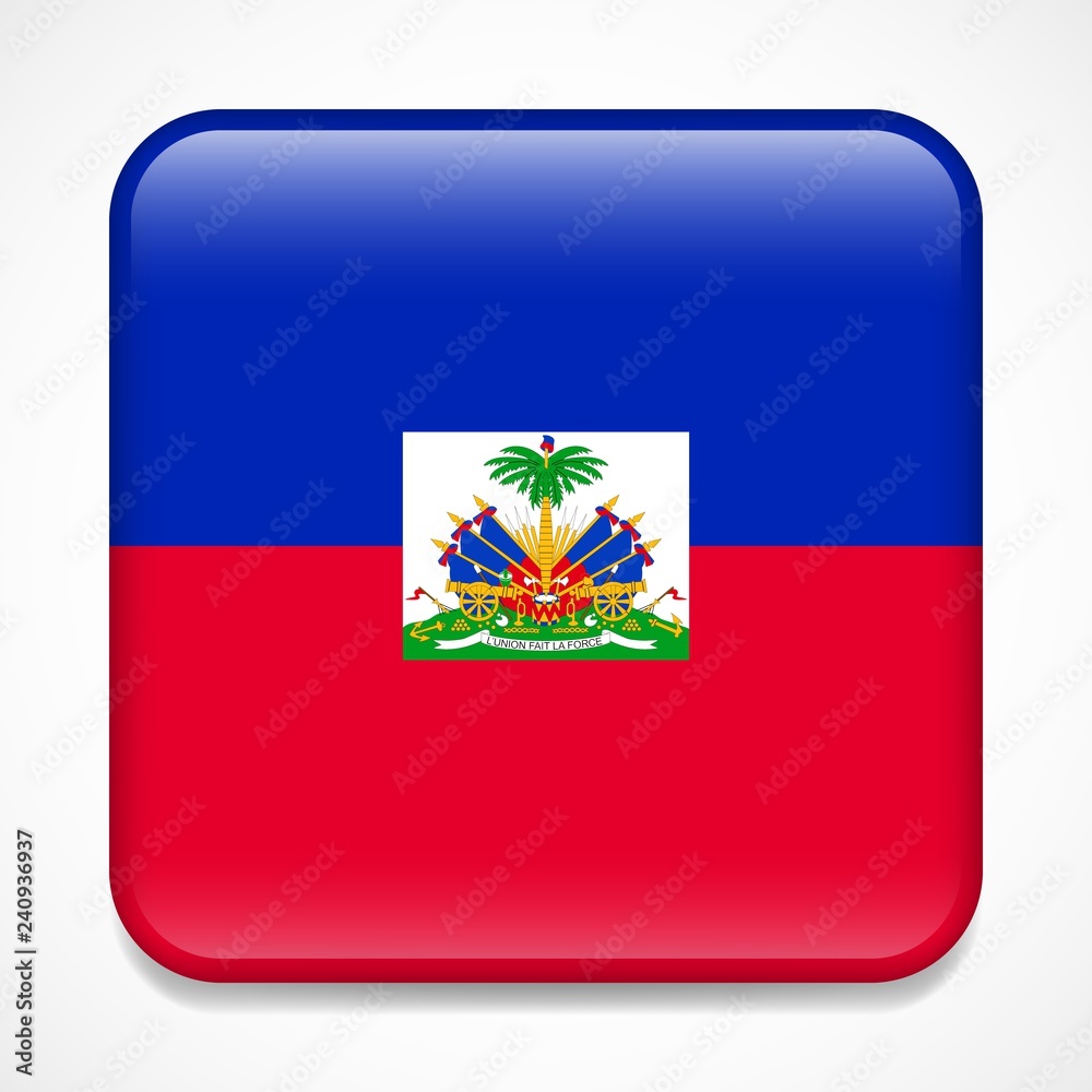 Flag of Haiti. Square glossy badge Flag of Haiti. Square glossy badge