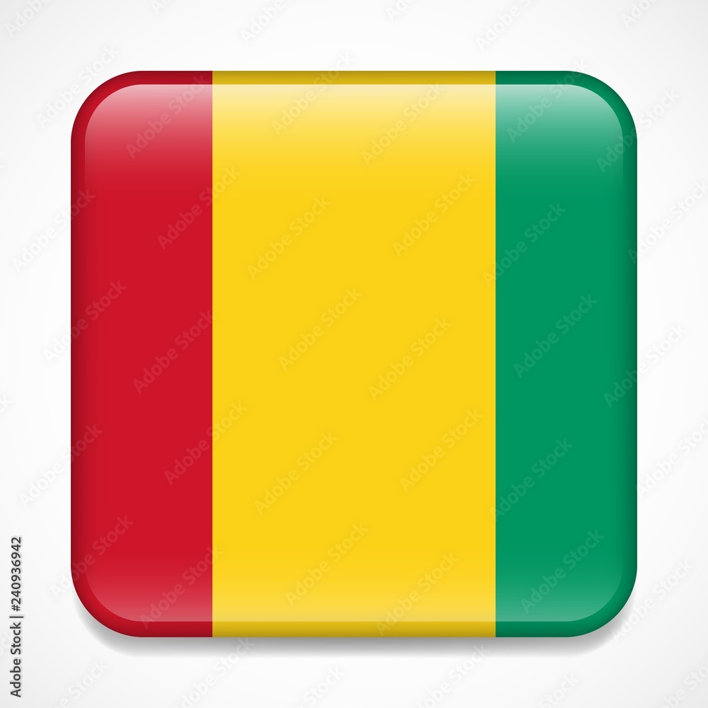 Fototapeta premium Flag of Guinea. Square glossy badge