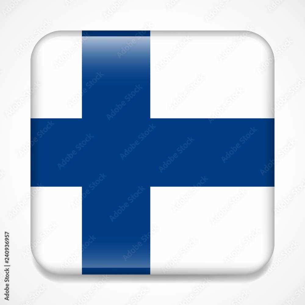 Fototapeta premium Flag of Finland. Square glossy badge