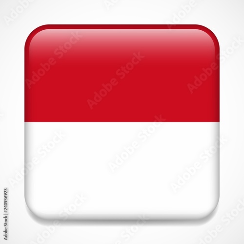 Flag of Indonesia. Square glossy badge