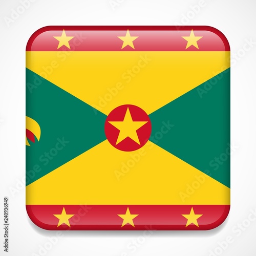 Free Download Flag of Grenada. Square glossy badge - GFXLoad