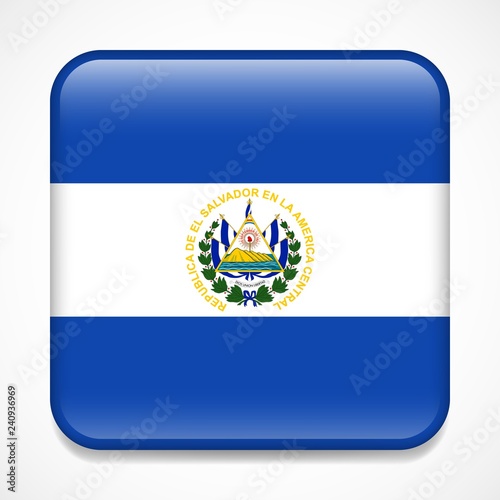 Free Download Flag of El Salvador. Square glossy badge - GFXLoad