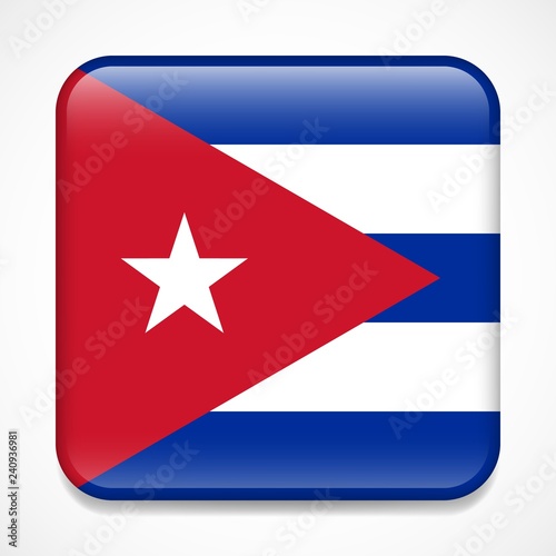 Free Download Flag of Cuba. Square glossy badge - GFXLoad