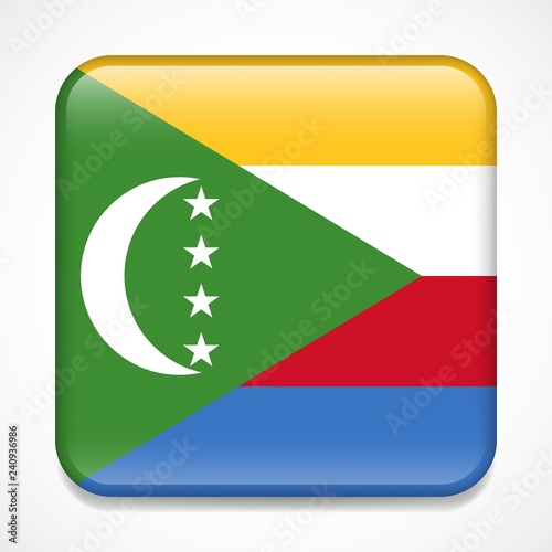 Free Download Flag of Comoros. Square glossy badge - GFXLoad