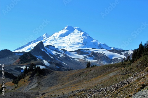 A stunning view of an active volcano, Mount Baker in the North Cascades