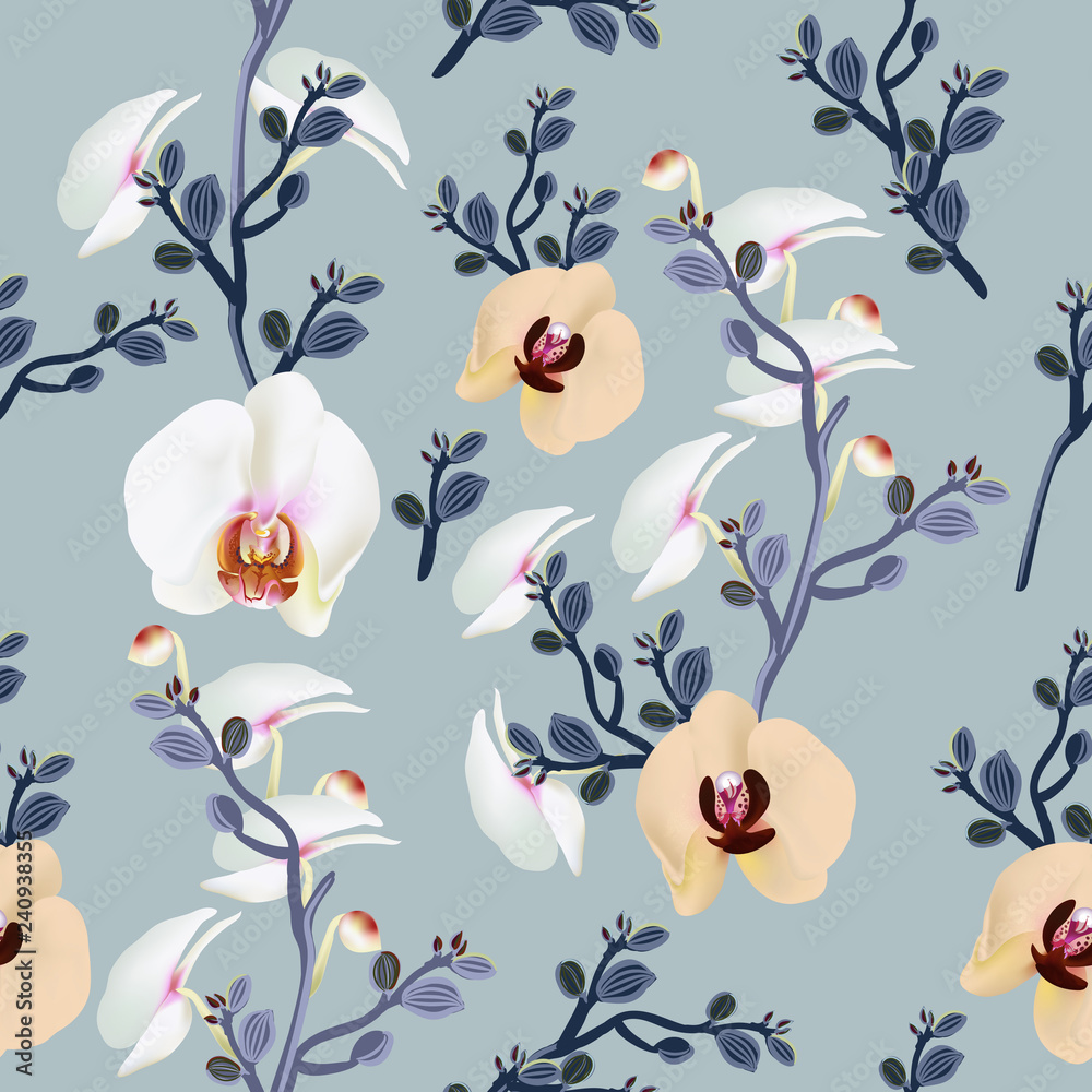 Fashion vector pattern with branches in vintage style