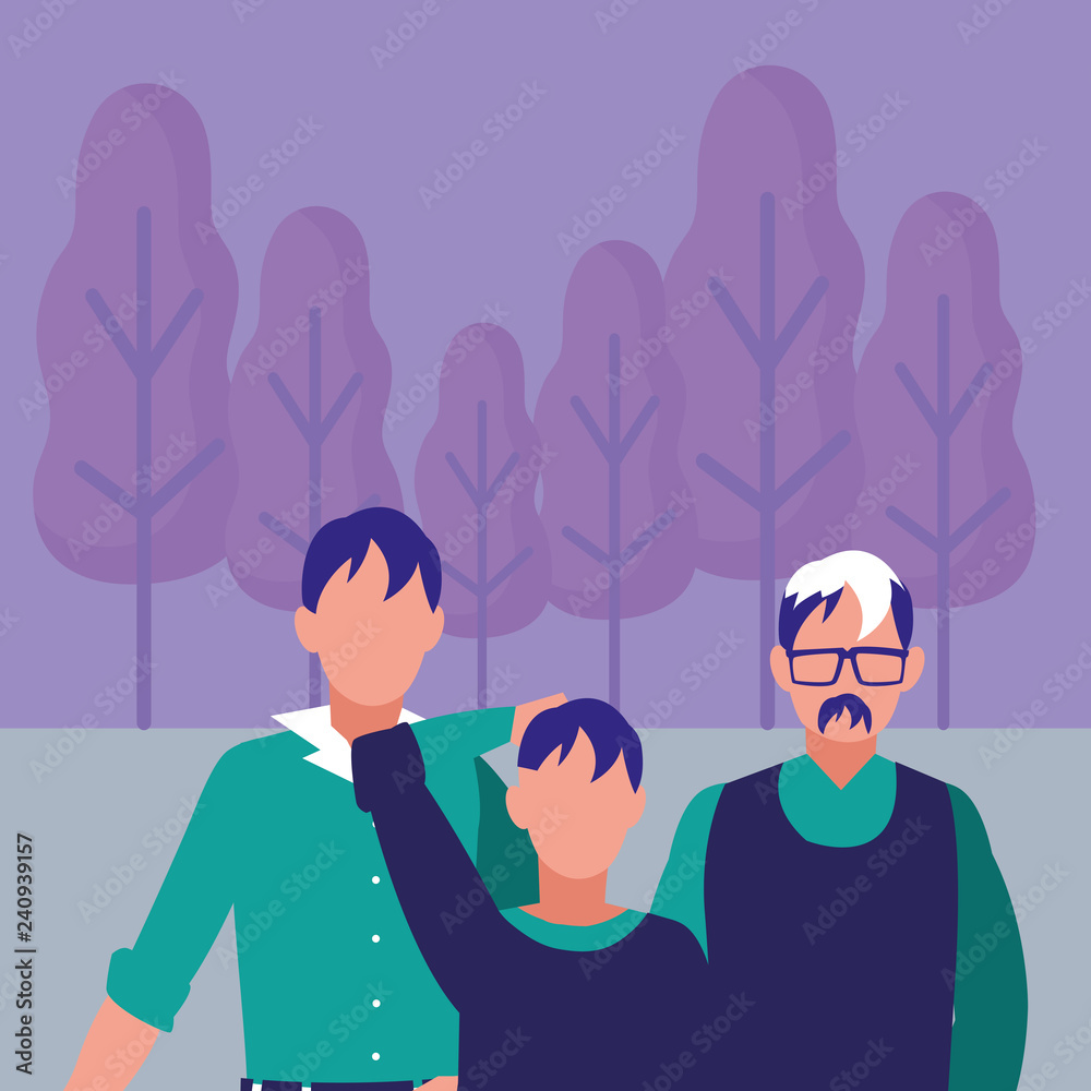 Old man and family design Old man and family design