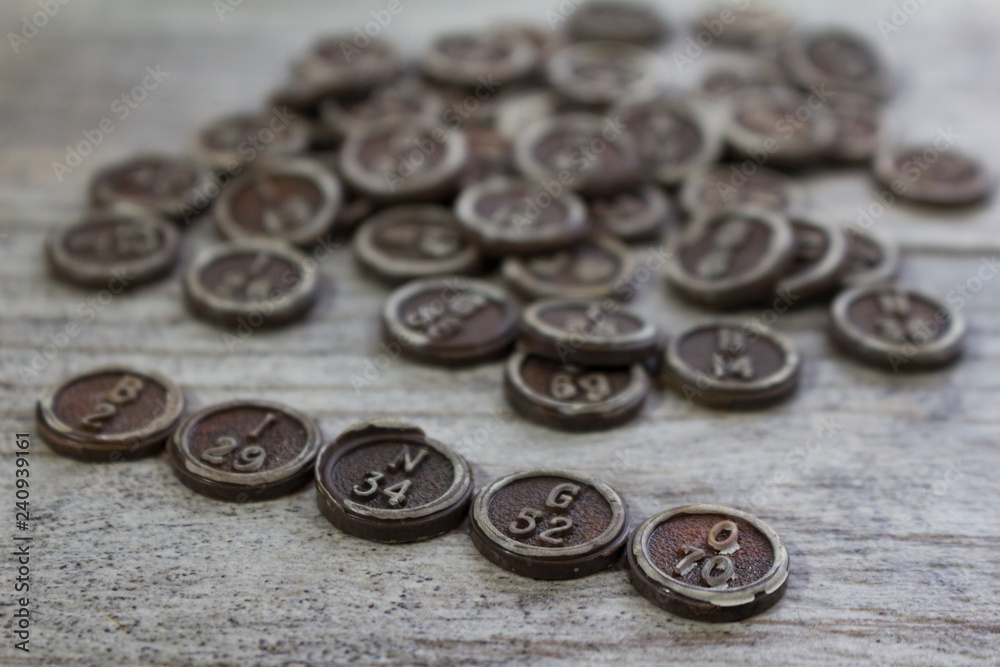 Vintage Brown Bingo Game Pieces